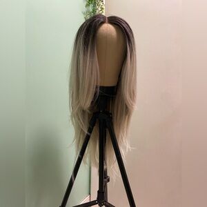 Stylish Straight Ombre Platinum Blonde Lace Front Wig